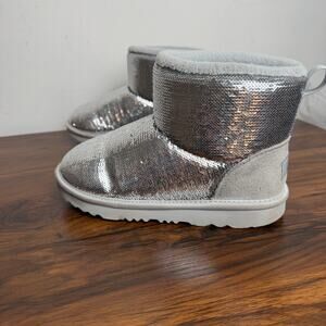 UGG Classic Mini Mirror Ball Boots Womens 3 Silver Metallic